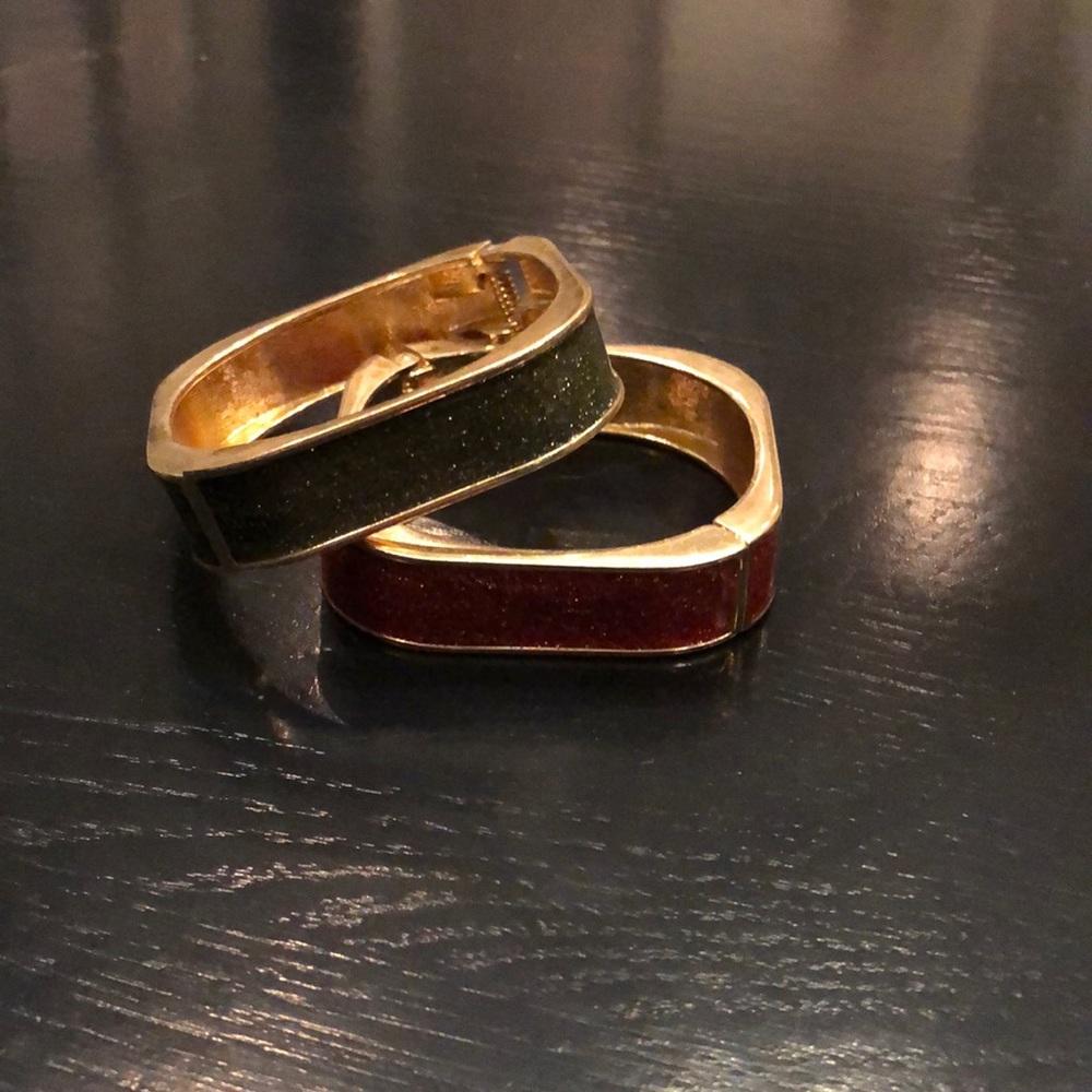 Pink & Gold + Green & Gold Square Bangles